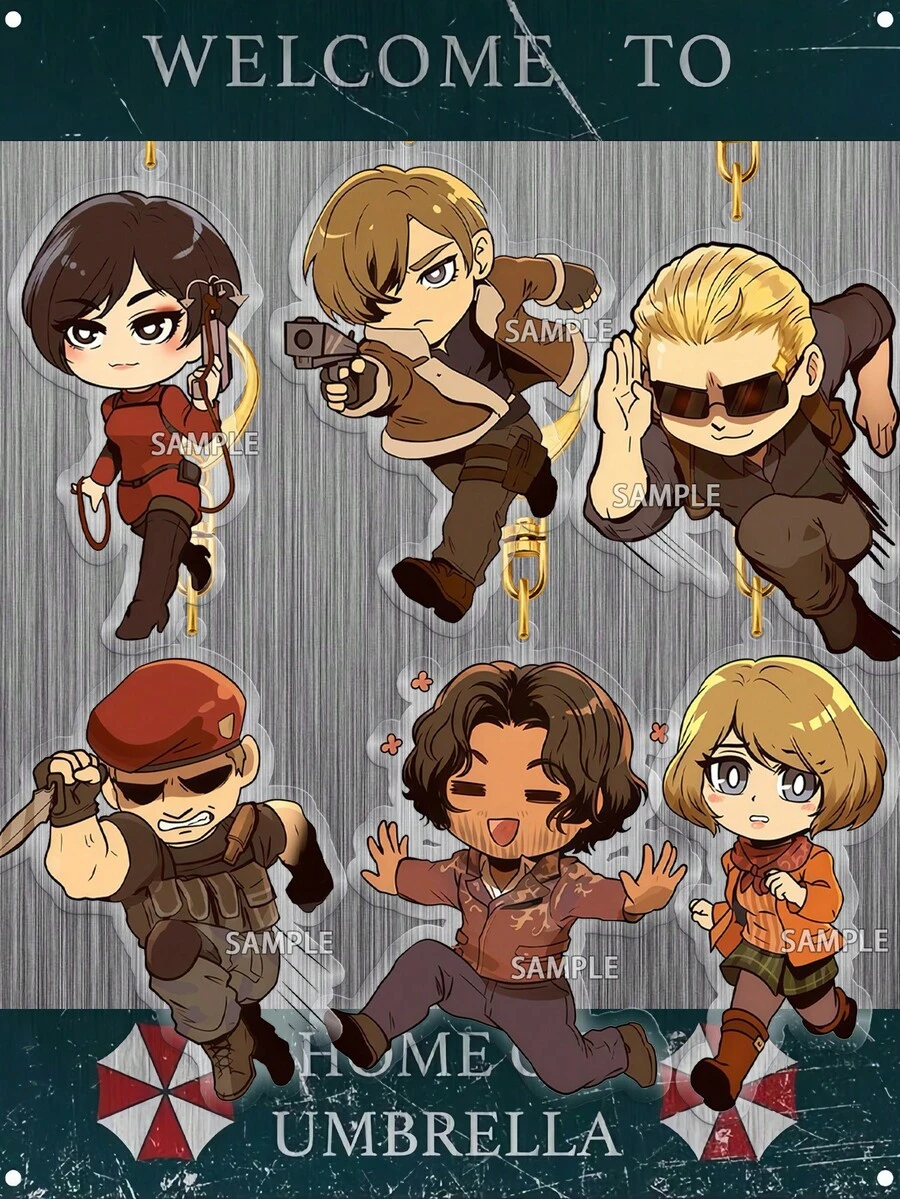 4款钥匙扣，生化危机4钥匙扣，里昂、威斯克、路易斯、杰克、艾什莉动漫钥匙扣，包包挂饰，汽车挂饰，水瓶挂饰，生日礼物 - 彩色 - 查看 1