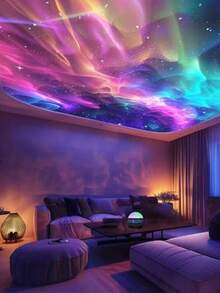 北极光投影灯,7色变色氛围灯,卧室/客厅/派对装饰灯,遥控LED星空夜灯 - 多色光 - 查看 7