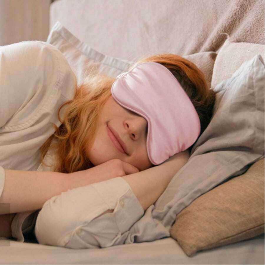 1 pieza Antifaz para dormir de seda doble cara, antifaz para oscurecer los ojos para tomar siestas en la oficina, la escuela, los viajes, un gran regalo para la familia, los colegas y los amigos - Púrpura malva - Ver 1