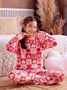 Children's Plush Teddy Pajamas For Winter, Cold Weather, Closed, S2 PINK - 中紫紅色 - 查看 1