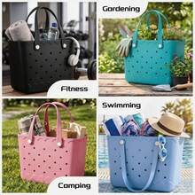 Rubber Beach Bag Waterproof Durable Large Tote Bag Beach Sports Pool Swim Travel EVA Tote |   Waterproof - 黑色 - 查看 7