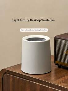 Portable Mini Open Trash Can Set, Providing 3 Colors (White/Black/Gray), Cylindrical Design, Small Size, Space-Saving, Odorless, Easy To Clean, Durable Anti-Fingerprint, Suitable For Desktops, Bedrooms, Bathrooms, Offices, Cars And Other Small Spaces, Suitable For Home, Office And Bedroom Use - Multicolor - View 7