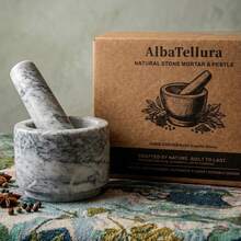 一套天然大理石研钵和研杵，适合作为乔迁和节日厨房用具礼品 - 淺灰色 - 查看 7