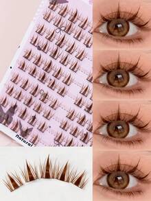 Ayrmilla 2 Styles Spiky Fairy Lash Clusters, Black & Brown Individual DIY Eyelash Extensions, Lightweight Pointed Segmented False Lashes, Soft Reusable Natural Lash Clusters For Daily Eye Makeup - C - View 1