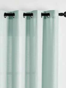 1片/2片亚麻质感薄纱窗帘，仿亚麻纹理半透明窗帘，适用于客厅卧室；仿亚麻薄纱窗帘，透光纹理亚麻混纺窗帘，家居装饰；现代仿亚麻纹理薄纱窗帘，适用于客厅卧室家居装饰 - 綠色 - 查看 9