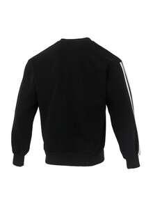 Adidas男裝衛衣運動休閒小LOGO三條紋加絨保暖圓領套頭衫JE6304 - 黑色 - 查看 2