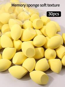 30pcs Powder Blending Makeup Sponge Beauty Egg Set  For Liquid Cream And Powder, Multicolor Without Latex Suitable For All - 黃色 - 查看 3