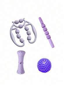 1 Set (4pcs) Portable Sports Massage Kit, Deep Tissue Muscle Massage, Includes Spiky Massage Ball, Foot Massage Roller, Massage Stick, Massage Roller, Suitable For Gym, Home, Yoga Studio To Relax Muscles On Feet, Back, Neck, Muscles, Hands - Multicolor - View 10