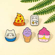 Bộ 5 chiếc ghim cài áo hoạt hình độc đáo hình kem, máy chơi game, ghim tráng men, phụ kiện trang sức, huy hiệu kim loại, quà tặng. - Một kích thước - Xem 10