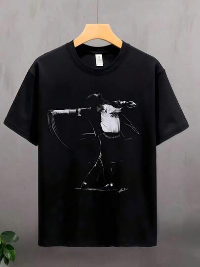 Jackson Glove Graphic-Shirt Vintage 90s Tee  Graphic Tee Shirt Iconic Vintage Musician The King Of Pop Cool Dance Glitch Casual Everyday Cotton Printed Short Sleeve Crewneck Tshirt Funny T Shirt Men Shirts For Men Men's T Shirts Mens Tshirts Men Clothes