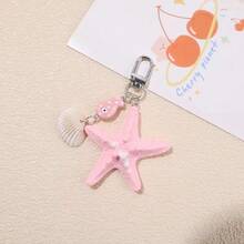 1件女士新款沙滩风配饰，天然贝壳、海星、小鱼，幸运钥匙扣，包包挂件 - 彩色 - 查看 4