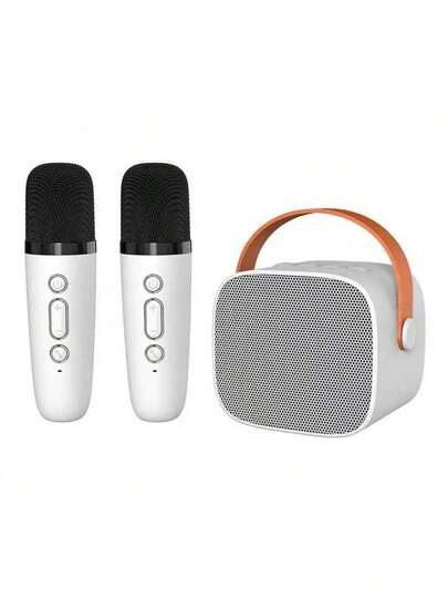 Bluetooth-Lautsprecher mit zwei Mikrofonen für Karaoke, erhältlich in verschiedenen Farben.