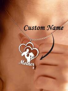 Collar personalizado con nombre, colgante de beso personalizado con nombre, regalo del Día de la Madre, collar personalizado con nombre en forma de corazón vintage de acero inoxidable, collar personalizado con nombre para mujer, joyería de verano, accesorios de playa para mujer, regalo del Día de la Madre - Multicolor - Ver 3