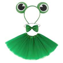 青蛙头饰发箍、领结、薄纱裙，适合派对、节日、角色扮演，带青蛙耳朵 - 彩色 - 查看 5