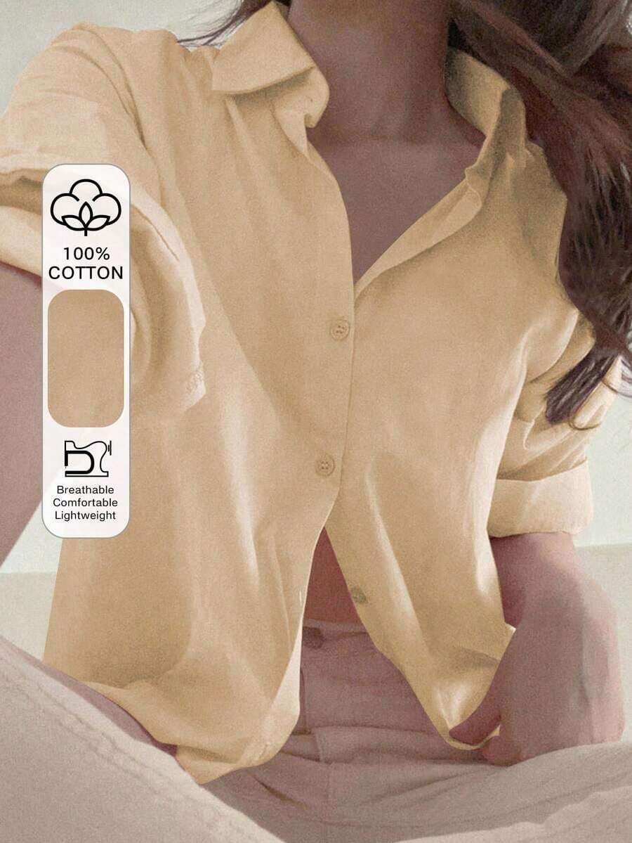 Women's Loose Casual Versatile Solid Color Blouse,Fall Clothes Long Sleeve Top - Amarillo - Ver 1