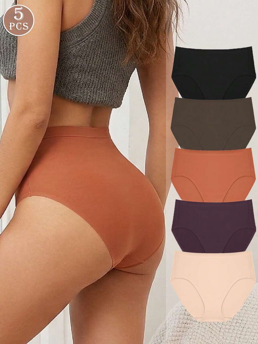 FINETOO 5 Unids/set De Bragas Triangulares Sin Costuras Cómodas De Color Sólido Para Mujer