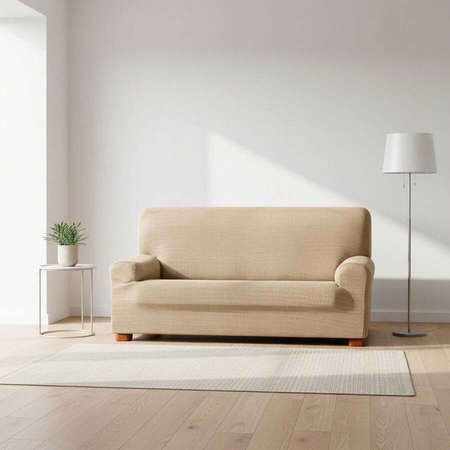 Kiva Jacquard Stretch Sofa Cover, 2-Seater, Universal Fit And Breathable, Various Colors Available – Sofa Cover, Anti-Wear Protection, Non-Slip Design With Elastic Band - 米色阿喀琉斯 - 查看 1