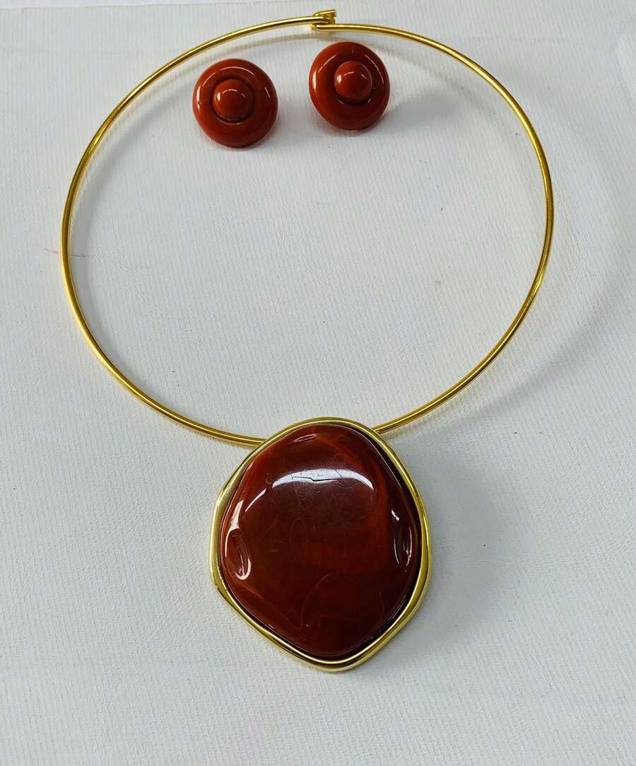 Gold-Plated Choker Set For Mother's Day - Be Beautiful Like A Jewel. - Red - View 1