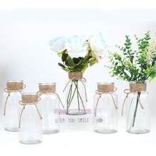 Vintage Glass Flower Vase, Farmhouse Glass Centerpiece Vases Mason Jars For Weddings, Parties & Home Decor Bulk (12, Transparent)  Bud Vases For Flowers For Rustic Wedding KDW8 - 透明的 - 查看 9