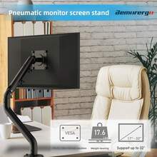 VESA 75/100mm Adjustable Monitor Stand With 180° Tilt And 360° Swivel, Made Of Sturdy Steel With Gas Spring Technology And Cable Management, Single Monitor Arm Desk Mount Clamp, Designed For Home Office Use, Office Desk Accessory, Computer Screen Riser - Multicolor - View 2