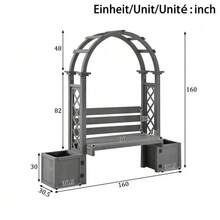 Flowerpots, Planters With Trellises For Climbing Plants, Spacious Flowerpots, Planters, Planters With Trellises And Seating For Garden, Patio And Terrace. - Grey - View 5