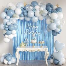 Kit de 157 globos de color azul pastel y blanco con flecos azul claro cortina para novia, baby shower, cumpleaños, compromiso, boda, invierno, país de las maravillas, baile, decoración de fiesta - Oro champán blanco - Ver 1