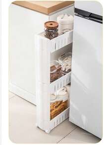 Household Multi-Storey Trolley Storage Rack Seam Cabinet Bathroom Storage Cabinet Refrigerator Seam Storage Cabinet Multi-Storey Floor Ultra-Narrow Finishing Cabinet Edge Cabinet Suitable For Bedroom, Kitchen, Living Room, Finishing Snacks. - View 6