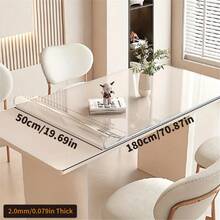 1pc 2.0mm Thick Pvc Transparent Tablecloth Desk Mat Protective Film, Waterproof, Oil Proof, Heat Resistant, Suitable For Table Cover, Tea Table, Bedside Table, Computer Desk, Office - White - View 88
