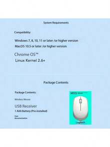 Chuột không dây Logitech M172, 2.4GHz với đầu thu USB mini, thời lượng pin 12 tháng, độ phân giải quang học 1000 DPI, dùng được cả hai tay cho PC/Mac/Laptop. - Xem 6