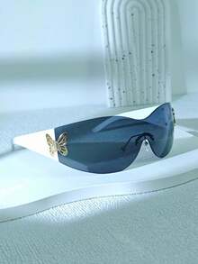 1pc Women's Fashionable Sports Y2k Butterfly Decorated Sunglasses Perfect For Photo Shooting, Traveling, Festivals, Beach Vacation And Outdoor Activities Street Sunglasses Beach Sun Glasses Bow Beach Accessories For Women Sun Glasses Sunglasses Shades Basics And Suit For Sweater Jeans Sweatpants Hoodie Jackets Dress And Long Sleeve Shirt Fashionable Shade Elegant Outfit Family Outings Travel Vacation Holiday For Summer Beach Vacation,Outdoor,Travel - Multicolor - View 3