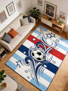 1pc Football/Soccer Style Doormat, Bathroom Mat, Bath Rug, Entrance Mat, Small Rug, Carpet, Home Decor, Area Rug, Outdoor Mat, Bedroom Carpet, Washable Rug - Blue - View 6