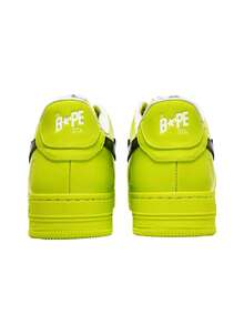 Unisex A Bathing Ape BAPE Retro Patent Leather Fashion Sneakers - Lime Green - View 3