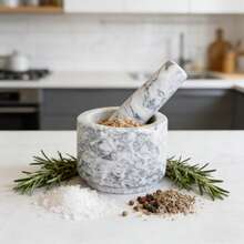 一套天然大理石研钵和研杵，适合作为乔迁和节日厨房用具礼品 - 淺灰色 - 查看 3