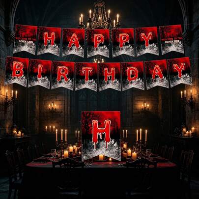 1pc Retro 80s Mysterious Horror Sci-Fi Aesthetic Party Banner, Vintage Dark Fantasy Parallel World Thriller Adventure Wall Hanging Decor, Party Supplies, Birthday Halloween Decoration, Photo Prop, Horror Movie Fan Nostalgic Party Indoor Outdoor Decor (Packaging Style Random)