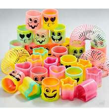6/12/24/30个装彩虹弹簧玩具，迷你塑料弹簧玩具，减压玩具，派对礼品，嘉年华奖品，生日礼物，课堂奖励 - 彩色 - 查看 1