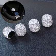 4 pièces Capuchons de valve de pneu ornés de diamants, couvercle de valve de pneu de voiture universel avec décoration de cristal et de strass - A - Voir 17