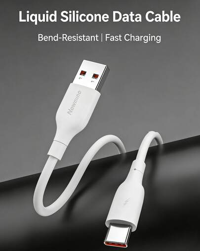 Newmine 906S系列液態矽線5A大電流快充+智慧晶片3萬次彎折不斷裂加粗國標銅芯提速穩定全相容 Type-C / Lightning/Micro