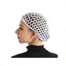 4pcs Hair Net Caps, Sleep Hair Nets, Head Covers For Wigs, Black Mesh Wrap Caps, Crochet Wave Chef Hats, Hair Bun Bouffant Caps, Suitable For Women Ballet Dancers Sleep Bonnet - Multicolor - View 4