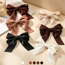 Bộ 1/2/4/6 chiếc nơ cài tóc bằng satin dành cho nữ, kẹp tóc nơ lớn, kẹp tóc thanh lịch dùng hàng ngày và làm quà tặng. - Nhiều màu - Xem 2