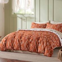 Bedsure Summer Vacation Bedding Set (Holiday Essentials), Comforter Set - Cute And Soft Reversible Botanical Flowers Comforter With 1/2 Pillow Shams, Twin XL Cooling Comforter Set, Soft Bedding Set Gift For Graduation/Vacation/Birthday Decoration/Back To School, For Room Decor, Home Decor, Bedroom Decor, Dorm Decor, Father's Day Gift - Đất nung - Xem 2