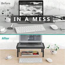 WALI Computer Monitor Stand Desk, Adjustable Laptop Riser, Desk Monitor Stand Underneath Storage Office, School Supplies (PTT001-B), 1 Pack, Black - Pink - 查看 5