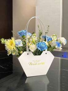 2pcs Flower Basket Handbag, Gift Packaging Bag, Flower Basket Packaging, Sturdy Kraft Paper Material Tote Bag, Suitable For Daily Leisure Storage, Valentine's Day Flower Bouquet Handbag, Graduation Friendship Gift, Teacher's Flower Bouquet Gift Bag, Square Tote Bag, Suitable For Birthday Gifts, Parties, Weddings, Graduations And Other Gift Boxes - View 4
