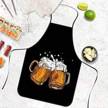 1pc Funny Beer Mug Printed Apron, Black Background Contrasting Beer Cheers Pattern, Durable Cooking Apron Suitable For Bakers, Cake Decorators, BBQ Enthusiasts, Gardeners, Painters, Manicurists - Perfect Gift For Home And Professional Chefs - Multicolor - View 2