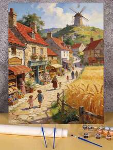 Countryside Windmill Village Street DIY Oil Painting By Numbers Painting Crafts Adult Home Decoration 40x50cm/16x20inch Holiday Gifts - 40*50cm - View 3