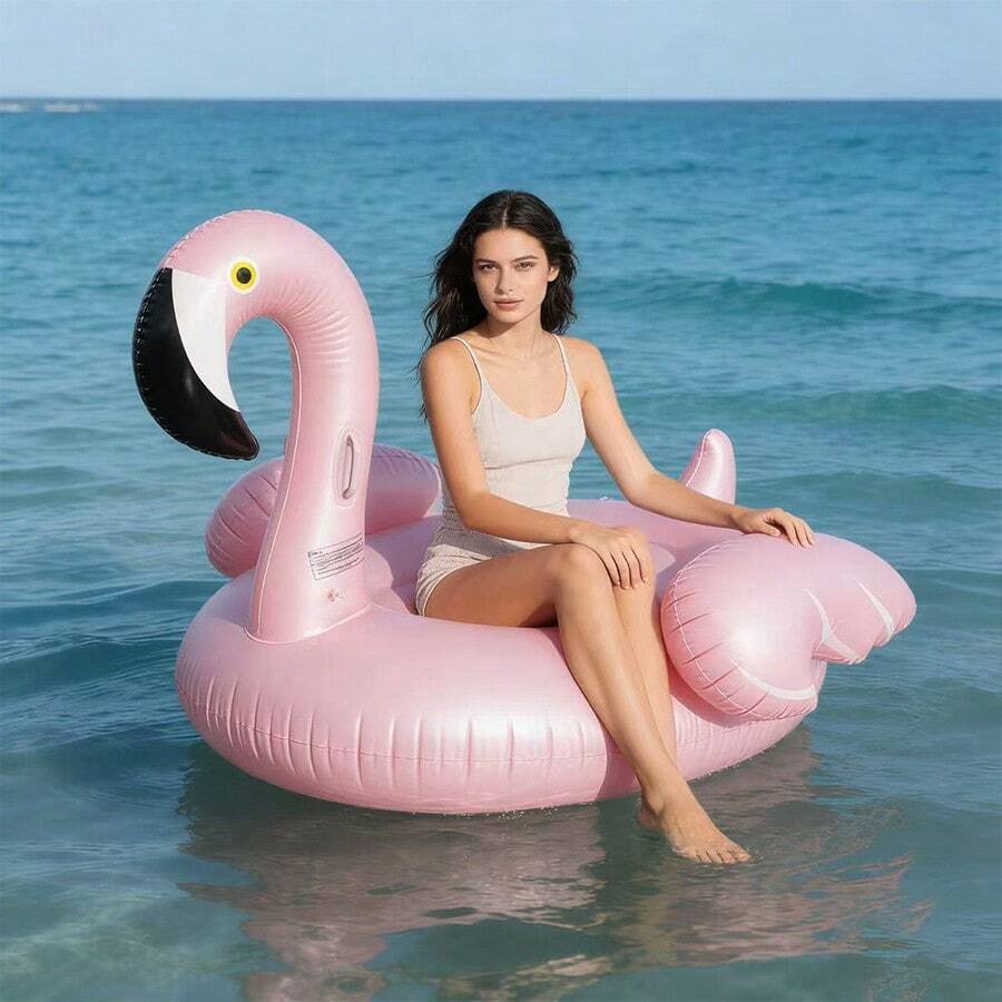 Flotteur de piscine gonflable en forme de flamant rose, siège flottant de plage, transat gonflable à la mode pour le plaisir aquatique estival, flotteur de piscine, accessoires de plage, flotteur de piscine