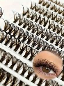 200 Clusters Brown Lashes , 8-16mm, 40p,Natural Wispies Brown Eyelashes Makeup , Suitable For Daily Gatherings And Dates, Reusable - View 4