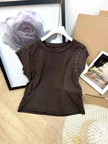 Camisetas femininas - Castanho Café - Ver 8