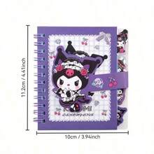 1 pieza Cuaderno de espiral cuadrado de Sanrio, cuaderno con cierre magnético y compartimentos con diseños de dibujos animados lindos, set de regalo, 65 páginas (estilo aleatorio) - Multicolor - Ver 7