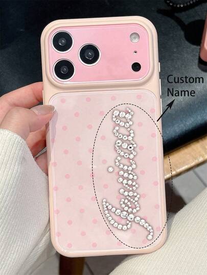 [Customized] Personalized Letter/Name Minimalist Polka Dot Pattern Phone Case, Suitable For IPhone 17 Pro Max, 17, 16, 15, 14 Pro Max, Anti-Drop Protective Cover