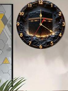 1 Pc 10 Inch/12 Inch Wooden Round Wall Clock, Perfect For Home, Bedroom, Living Room, Etc., Bedroom Wall Clock | Moonlight Theme Decoration | Durable Wall Clock, Living Room Wall Clock - Multicolor - View 3